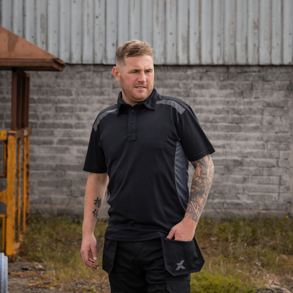 Xpert Pro Stretch Polo Shirt Black/Grey - Image 2